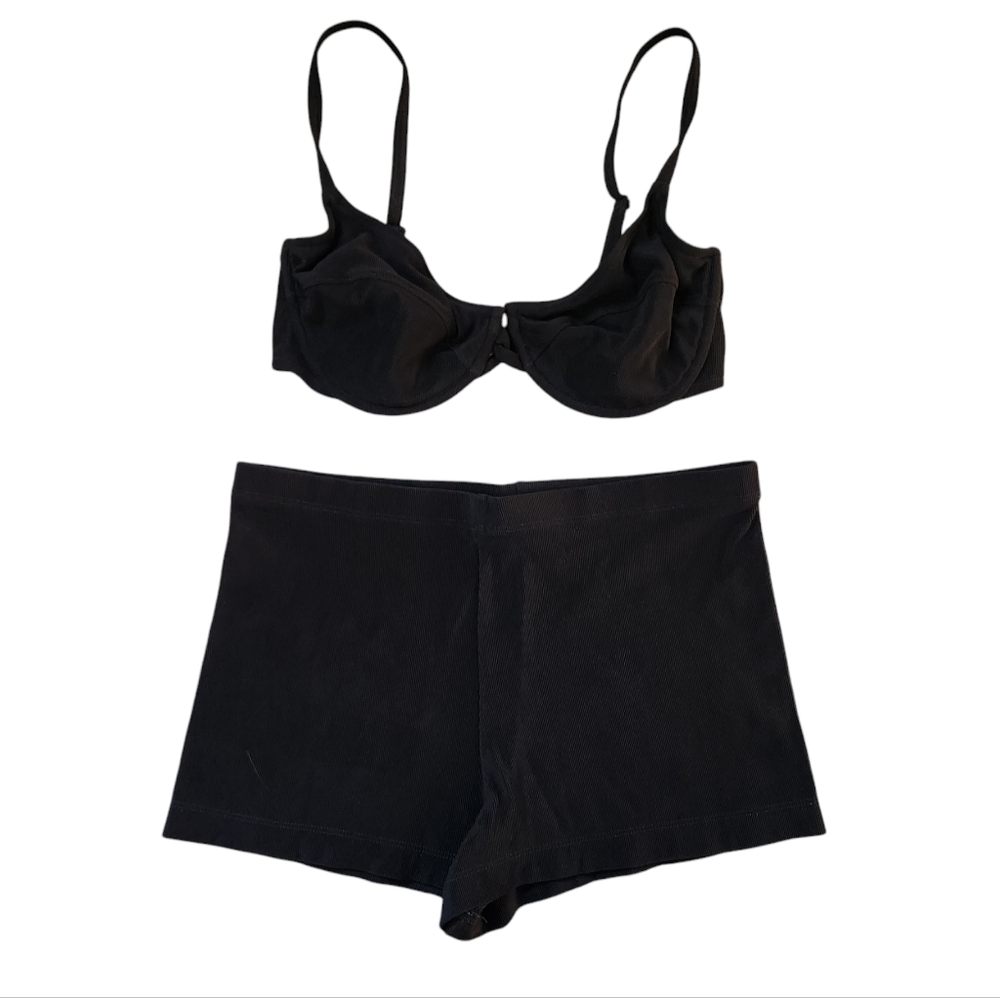 Black Vintage Bikini Set Boy Short Bikini